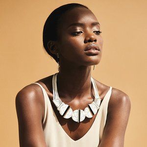 Anne Marie Chagnon Artisan ModernistNecklace VICTORIA White